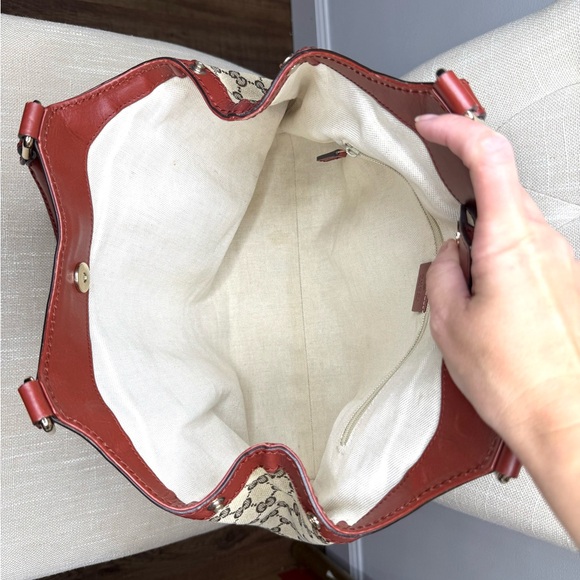 Gucci authentic Sukey bag brown monogram canvas with brick red leather handles - Picture 14 of 16